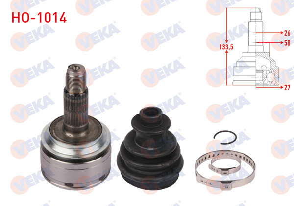 VEKA HO-1014 | Aks Kafası Sol Ön Dıs Uzunluk 133,5mm Honda Civic Ix 1.6İ 5 A-T 2012-2016
