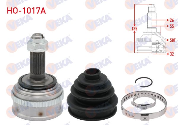 VEKA HO-1017A | Aks Kafası Sol-Sağ On Dıs Honda Euro Civic 1.6İ ABS'li 50 Dıs 26X32x55 Uzunluk 137,2 mm 1991-2005