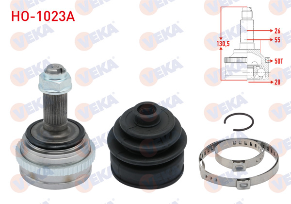 VEKA HO-1023A | Aks Kafası Sol-Sağ On Dıs Honda Civic VI 1.4İ ABS'li 50 Dıs 26X28x55 Uzunluk 129,4 mm 1995-2001