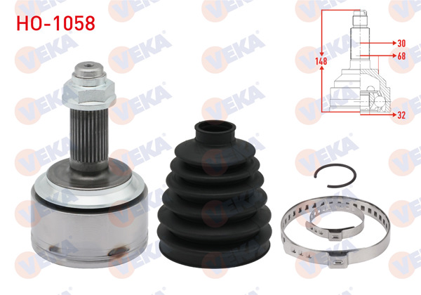 VEKA HO-1058 | Aks Kafası Sol-Sağ On Dıs 30X32x68 Uzunluk 148mm Honda Cr-V III 2.0 I-Vtec A-T 2006-2012