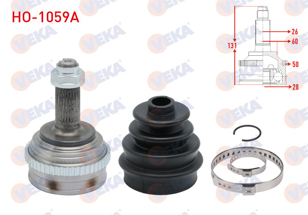 VEKA HO-1059A | Aks Kafası Sol-Sağ On Dıs Honda Civic VII 1.4İ ABS'li 50 Dıs 26X28x60 Uzunluk 131 mm 2000-2006