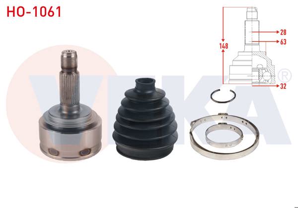 VEKA HO-1061 | Aks Kafası Sol-Sağ On Dıs 28X32x63 Uzunluk 148mm Honda Cr-V II 2.0İ A-T 2002-2006