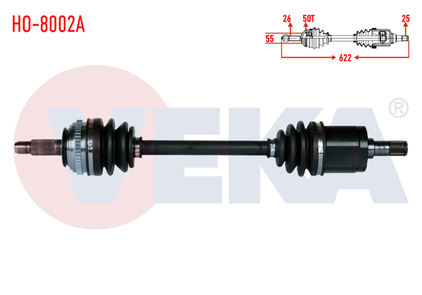 VEKA HO-8002A | Komple Aks Sağ On Honda Civic V 1.5İ ABS li 50 Dıs Uzunluk 622mm 1992-1995