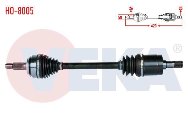 VEKA HO-8005 | Komple Aks Sol Ön Honda Civic VIII 1.6 A-T Uzunluk 623mm 2005-2012