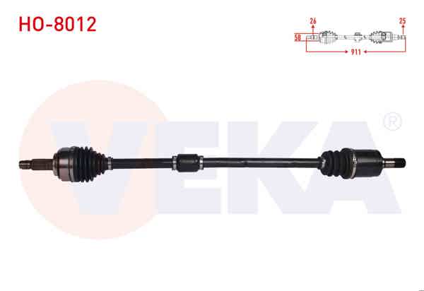 VEKA HO-8012 | Komple Aks Sağ On Honda Civic Ix 1.6İ 5 A-T Uzunluk 911 mm 2012-2016