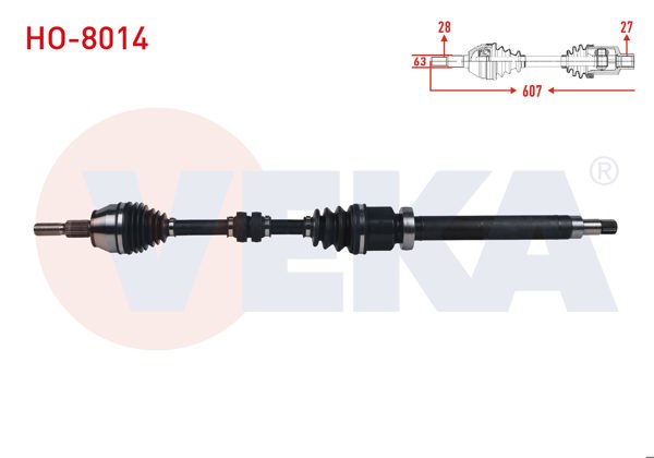 VEKA HO-8014 | Komple Aks Sağ On Honda Civic X (Fc) 1.5 Rs A-T Uzunluk 607 mm 2016 -