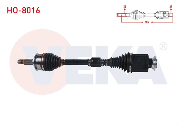 VEKA HO-8016 | Komple Aks Sağ On Honda Civic X (Fc) 1.6İ A / T Uzunluk 606 mm 2016 -