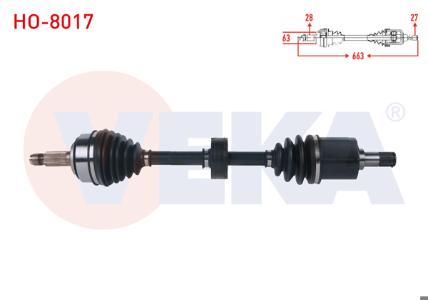 VEKA HO-8017 | Komple Aks Sol Ön Uzunluk 663mm Honda Cr-V II 2.0İ A-T 2002-2006