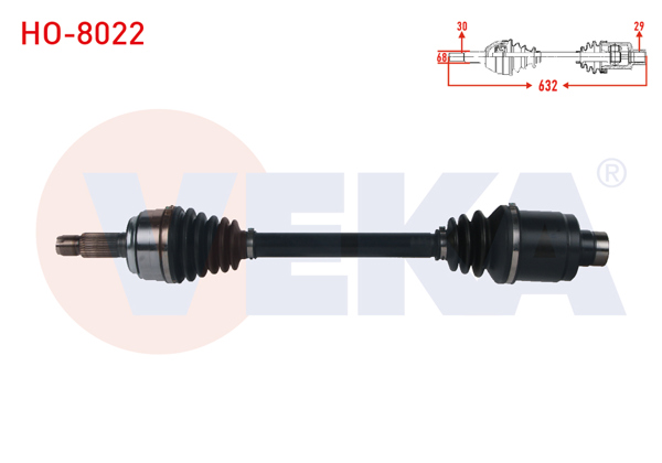 VEKA HO-8022 | Komple Aks Sağ On Uzunluk 632mm Honda Cr-V IV 1.6İ Dtec M-T 2012-2014