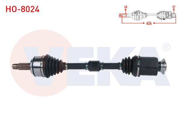 VEKA HO-8024 | Komple Aks Sağ On Uzunluk 624mm Honda Hr-V (Ru) 1.5 I-Vtec A-T 2016 -