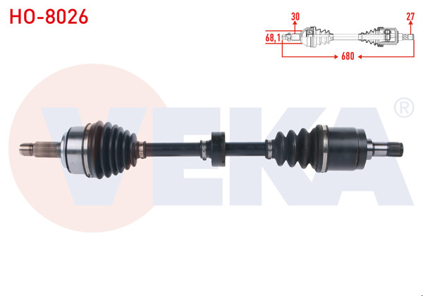 VEKA HO-8026 | Komple Aks Sol Ön Uzunluk 680mm Honda Accord VIII (Cu) 2.0 I-Vtec 2008-2015
