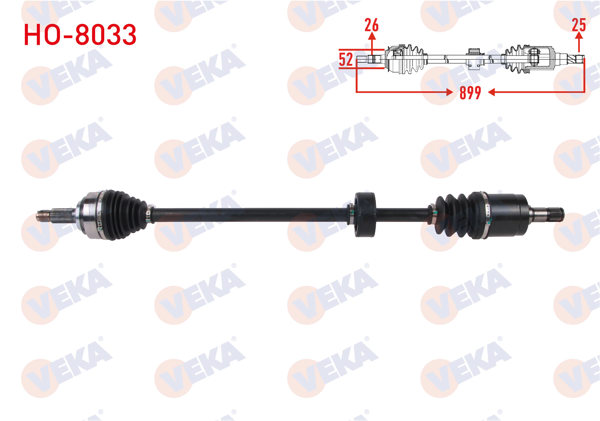 VEKA HO-8033 | Komple Aks Sağ On Uzunluk 899mm Honda Jazz II 1.4 A-T / M-T 2002-2008