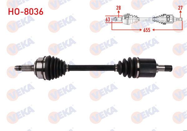 VEKA HO-8036 | Komple Aks Sol Ön Uzunluk 655mm Honda Accord VII (Cl) 2.0 16V 2003-2008