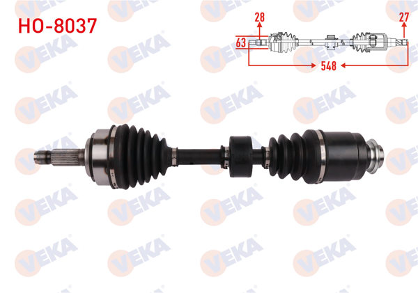 VEKA HO-8037 | Komple Aks Sağ On Uzunluk 548mm Honda Accord VII (Cl) 2.0 16V 2003-2008