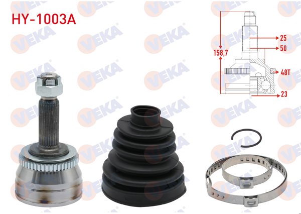 VEKA HY-1003A | Aks Kafası Sol-Sağ On Dıs Hyundai Accent Era 1.5 CRDI ABS'li 48 Dıs 25X23x50 Uzunluk 159 mm 2006-2012