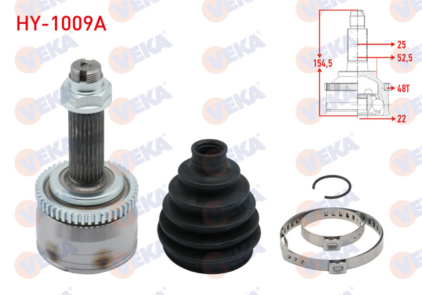 VEKA HY-1009A | Aks Kafası Sol-Sağ On Dıs Hyundai Accent Blue 1.4 Cvvt ABS'li 48 Dıs 25X22x52,5 Uzunluk 153mm 2012 -