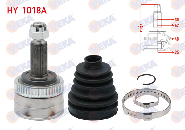 VEKA HY-1018A | Aks Kafası Sol-Sağ On Dıs 30X25x62 Uzunluk 158mm Hyundai Ix35 2.0 CRDI A-T 2010-/ Kia Sportage 2.0 CRDI A-T 2010 -