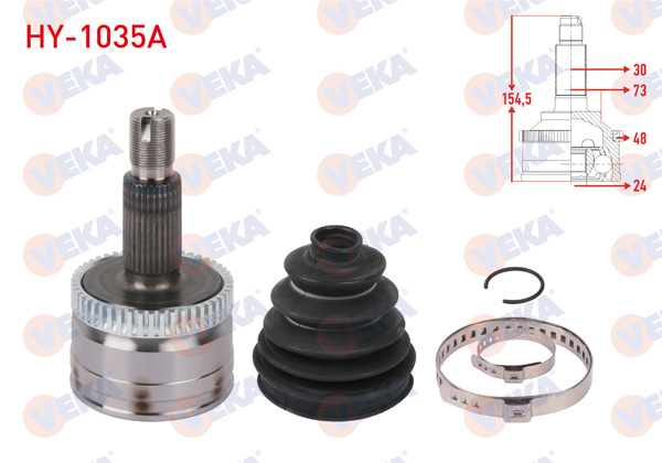 VEKA HY-1035A | Aks Kafası Sol-Sağ On Dıs ABS li 48 Dıs Uzunluk 154,5mm Hyundai Tucson 1.6 GDI A-T 2015-2020