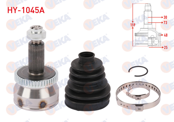 VEKA HY-1045A | Aks Kafası Sol-Sağ On Dıs ABS'li 48 Dıs Uzunluk 159mm Hyundai Tucson 2.0 CRDI Hybrıd A-T 2015-2020 / Kia Sportage IV 2.0 CRDI A-T 2018-2022