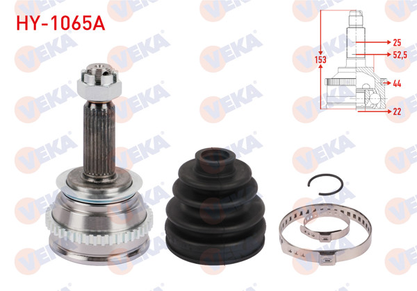 VEKA HY-1065A | Aks Kafası Sol-Sağ On Dıs ABS'li 44 Dıs Uzunluk 153mm Hyundai Accent II 1.3 A-T 2000-2005 Accent Sedan 1.5 A-T 1994-2000