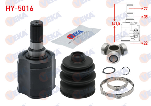 VEKA HY-5016 | Aks Kafası Sol-Sağ On Ic Hyundai Accent I (X-3) 1.3İ 25X22x35 Uzunluk 141.2mm 1994-2000