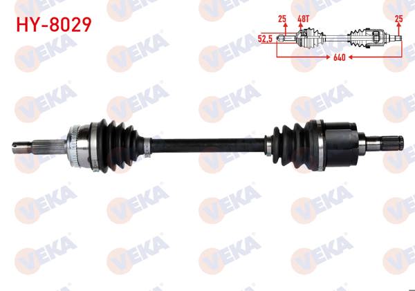 VEKA HY-8029 | Komple Aks Sol Ön Uzunluk 640mm ABS'li 48 Dıs Hyundai Accent Era 1.4İ 16V-1.6 Cvvt 2006-2012