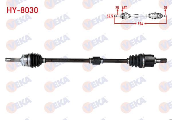 VEKA HY-8030 | Komple Aks Sağ On Uzunluk 924mm ABS'li 48 Dıs Hyundai Accent Era 1.4İ 16V-1.6 Cvvt 2006-2012