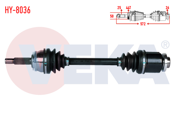 VEKA HY-8036 | Komple Aks Sağ On Hyundai Accent Admıre 1.5 CRDI 3 Pıstonlu ABS li 44 Dıs Uzunluk 572mm 2003-2006