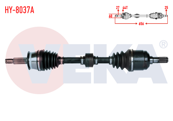 VEKA HY-8037A | Komple Aks Sol Ön Hyundai Elantra 1.6İ A-T ABS li 44 Dıs Uzunluk 656mm 2001-2007