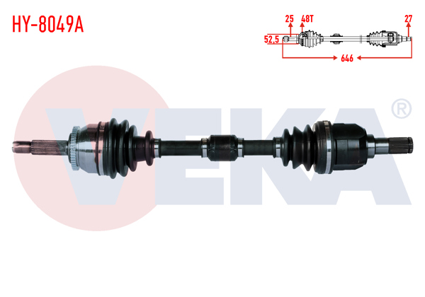 VEKA HY-8049A | Komple Aks Sol On Abslı 48 Dıs Uzunluk 646mm Hyundai Accent Blue 1.6 CRDI 4 İleri A-T 2012-/ i20 1.4 CRDI M-T 2008-2015