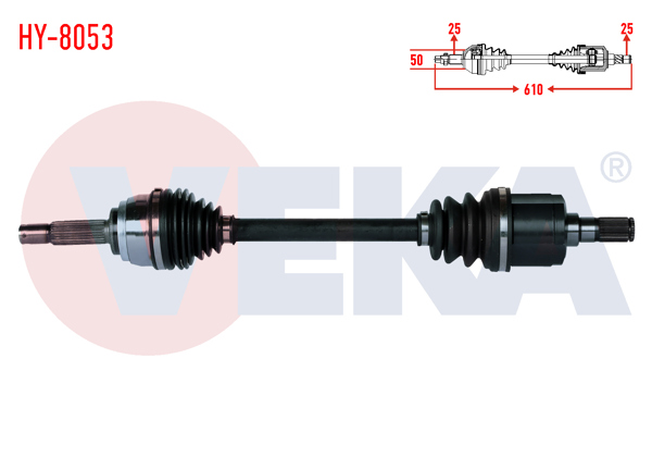 VEKA HY-8053 | Komple Aks Sol Ön Hyundai Accent I (X-3) 1.3İ Uzunluk 610mm 1994-2000