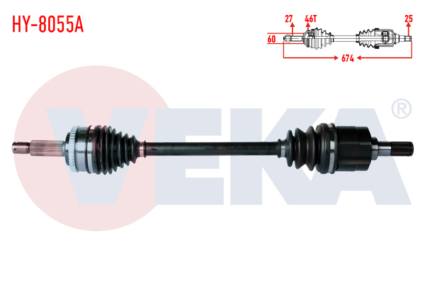VEKA HY-8055A | Komple Aks Sol Ön Hyundai i30 (Fd) 1.4İ A-T / M-T ABS'li 46 Dıs Uzunluk 674mm 2007-2011