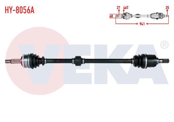 VEKA HY-8056A | Komple Aks Sağ On Hyundai i30 (Fd) 1.4İ A-T / M-T ABS li 46 Dıs Uzunluk 941mm 2007-2011