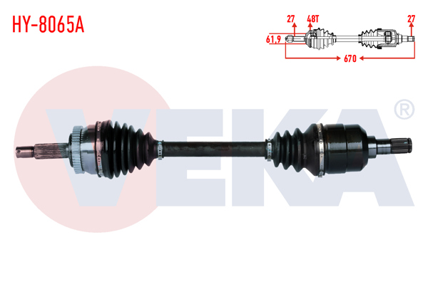 VEKA HY-8065A | Komple Aks Sol Ön Hyundai Tucson (Jm) 2.0 CRDI ABS li 48 Dıs A-T Uzunluk 670mm 2004-2010