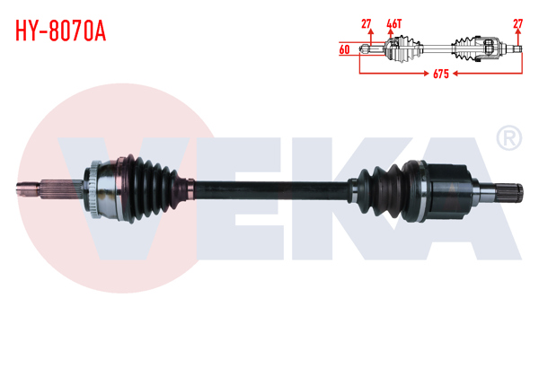 VEKA HY-8070A | Komple Aks Sol Ön Hyundaı I30 (Fd) 1.6 CRDI A-T ABS'li 46 Dıs Uzunluk 675mm 2007-2011