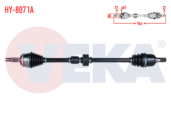 VEKA HY-8071A | Komple Aks Sağ On Hyundaı I30 (Fd) 1.6 CRDI A-T ABS'li 46 Dıs Uzunluk 946mm 2007-2011