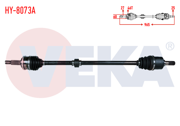 VEKA HY-8073A | Komple Aks Sağ On Uzunluk 965mm ABS'li 46 Dıs Hyundai Elantra 1.6 Cvvt M-T 6 İleri 2011-2015 / i30 1.4 Mpi A / T-M / T 2011 -