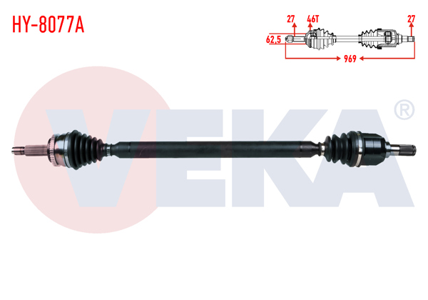 VEKA HY-8077A | Komple Aks Sağ On Hyundai i30 1.6 CRDI ABS'li 46 Dıs M-T Uzunluk 969mm 2011 -