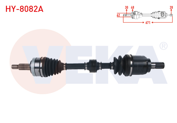 VEKA HY-8082A | Komple Aks Sol Ön ABS'li 48 Dıs Uzunluk 671mm Hyundai Ix35 2.0 CRDI A-T 2010-/ Kia Sportage 2.0 CRDI A-T 2010 -