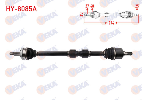 VEKA HY-8085A | Komple Aks Sağ On ABS'li 48 Dıs Uzunluk 974mm Hyundai Ix35 1.6 GDI M-T 4X2 2010-/ Kia Sportage 1.6 GDI M-T 4X2 2010 -