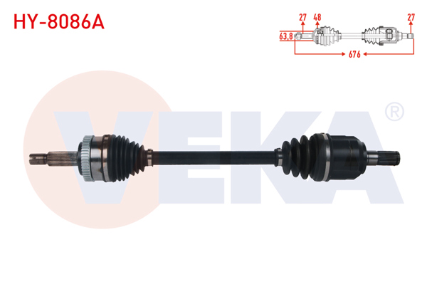 VEKA HY-8086A | Komple Aks Sol Ön ABS li 48 Dıs Uzunluk 676mm Hyundai Ix35 1.6 GDI A-T 4X2 2010-/ Kia Sportage 1.6 GDI A-T 4X2 2010 -