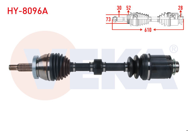 VEKA HY-8096A | Komple Aks Sağ On ABS li 52 Dıs Uzunluk 610mm Hyundai Santa Fe (Cm) 2.2 CRDI A-T 2006-2012