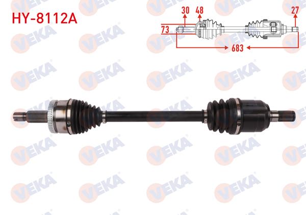 VEKA HY-8112A | Komple Aks Sol Ön ABS'li 48 Dıs Uzunluk 683mm Hyundai Tucson 1.6 GDI A-T 2015-2020