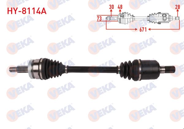 VEKA HY-8114A | Komple Aks Sol Ön ABS li 48 Dıs Uzunluk 671mm Hyundai Tucson 2.0 CRDI Hybrıd A-T 2015-2020 / Kia Sportage IV 2.0 CRDI A-T 2018-2022