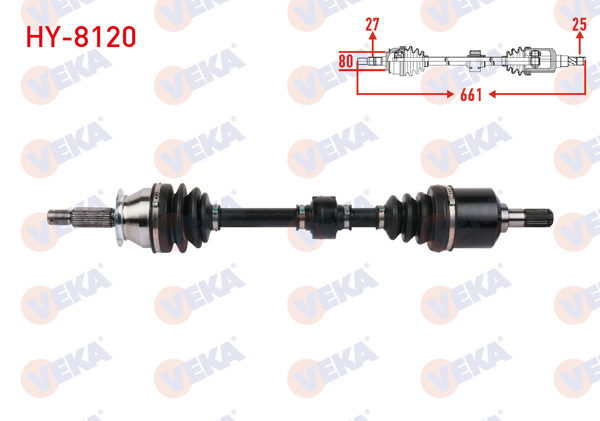 VEKA HY-8120 | Komple Aks Sol Ön Uzunluk 661mm Hyundai Sonata IV 2.0 16V 1998-2004
