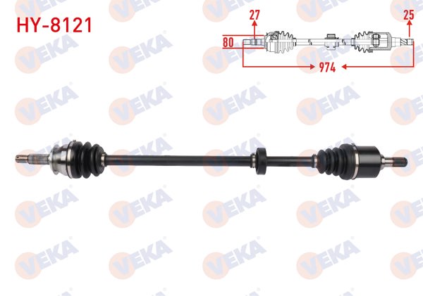 VEKA HY-8121 | Komple Aks Sağ On Uzunluk 974mm Hyundai Sonata IV 2.0 16V 1998-2004