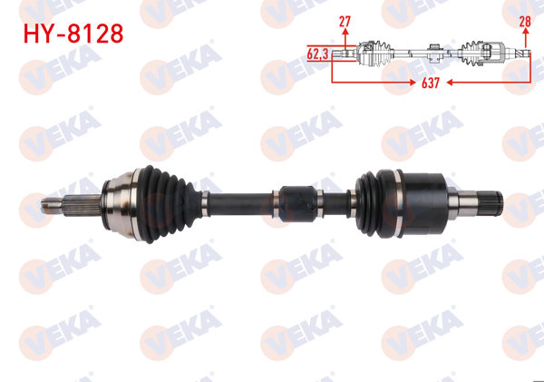 VEKA HY-8128 | Komple Aks Sol Ön Uzunluk 637mm Hyundai Elantra 1.6 CRDI A-T 2016 -