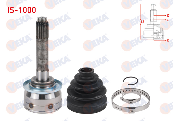 VEKA IS-1000 | Aks Kafası Sol-Sağ On Dıs 17X33x53 Uzunluk 213,5mm Isuzu D-Max (8Dh) 2.5 D 4X4 2002-2012