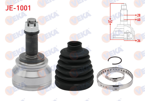 VEKA JE-1001 | Aks Kafası Sol-Sağ On Dıs 28X36x60 Uzunluk 162mm Jeep Compass 2.0 CRDI 2006-/ Patrıot 2.0 CRDI 2007 -