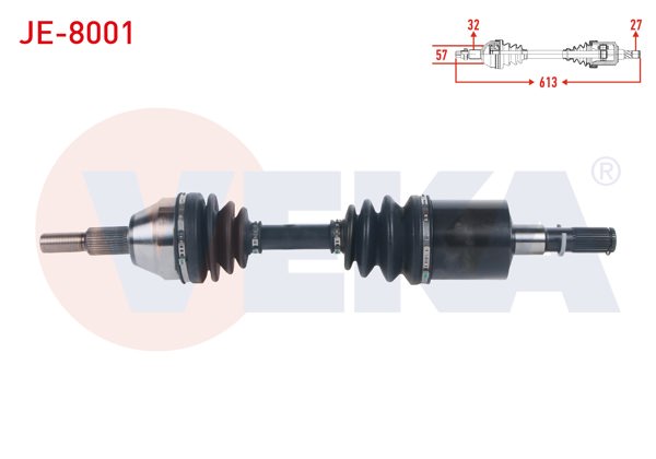 VEKA JE-8001 | Komple Aks Sol Ön Uzunluk 613mm Jeep Cherokee 2.8 Crd 2008-2013 / Dodge Nitro 2.8 Crd 2007 -